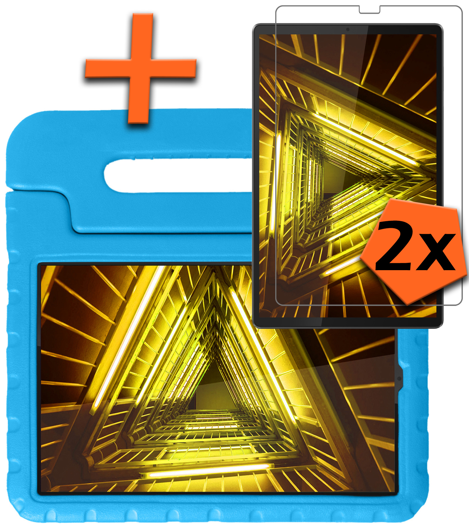 Nomfy Hoes Geschikt voor Lenovo Tab M10 FHD Plus 2nd Gen Hoes Bumper Kindvriendelijk Kids Case Kinderhoes Met 2x Screenprotector - Hoesje Geschikt voor Lenovo Tab M10 FHD Plus (2e Gen) Hoesje Shockproof Cover Hoes - Blauw