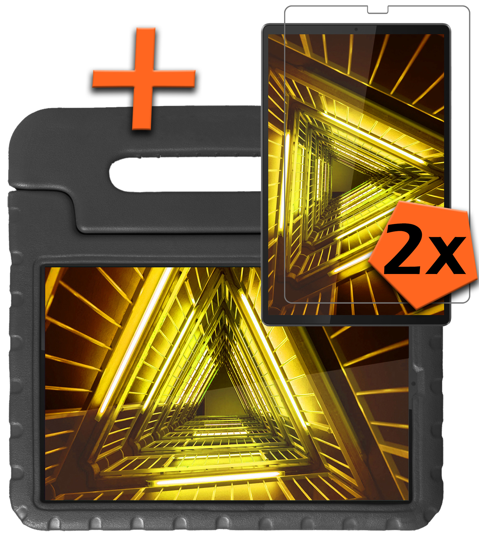 Nomfy Hoes Geschikt voor Lenovo Tab M10 FHD Plus 2nd Gen Hoes Bumper Kindvriendelijk Kids Case Kinderhoes Met 2x Screenprotector - Hoesje Geschikt voor Lenovo Tab M10 FHD Plus (2e Gen) Hoesje Shockproof Cover Hoes - Zwart