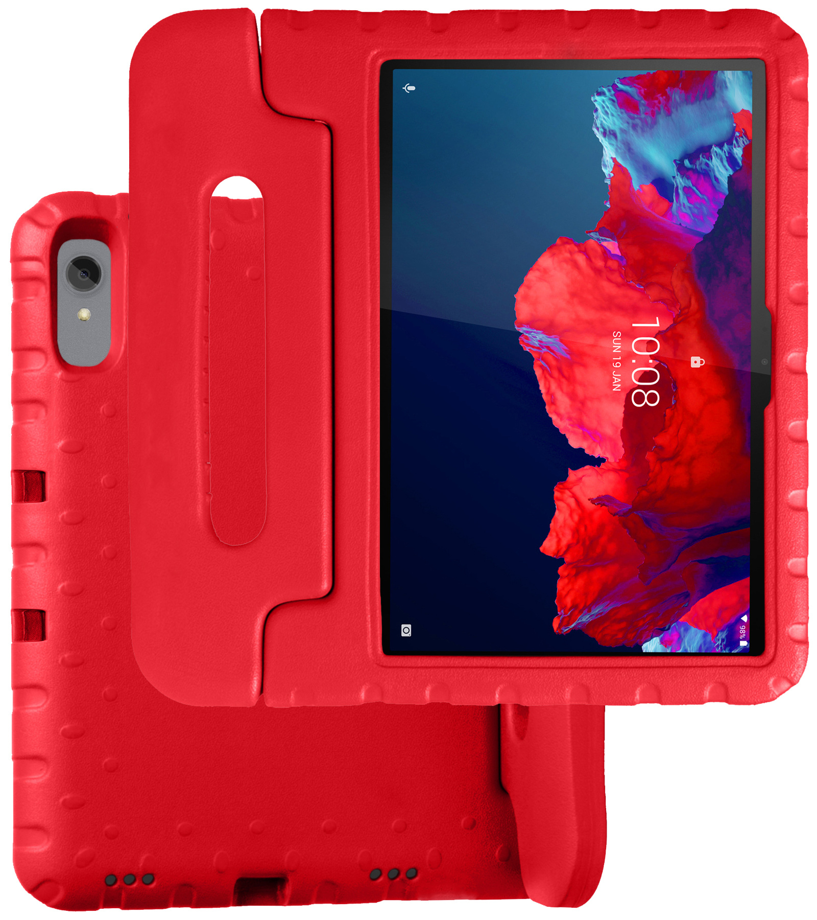 BASEY. Hoesje Geschikt voor Lenovo Tab P11 Hoesje Kinder Hoes Shockproof Kinderhoes - Kindvriendelijk Hoesje Geschikt voor Lenovo Tab P11 Hoes Kids Case - Rood