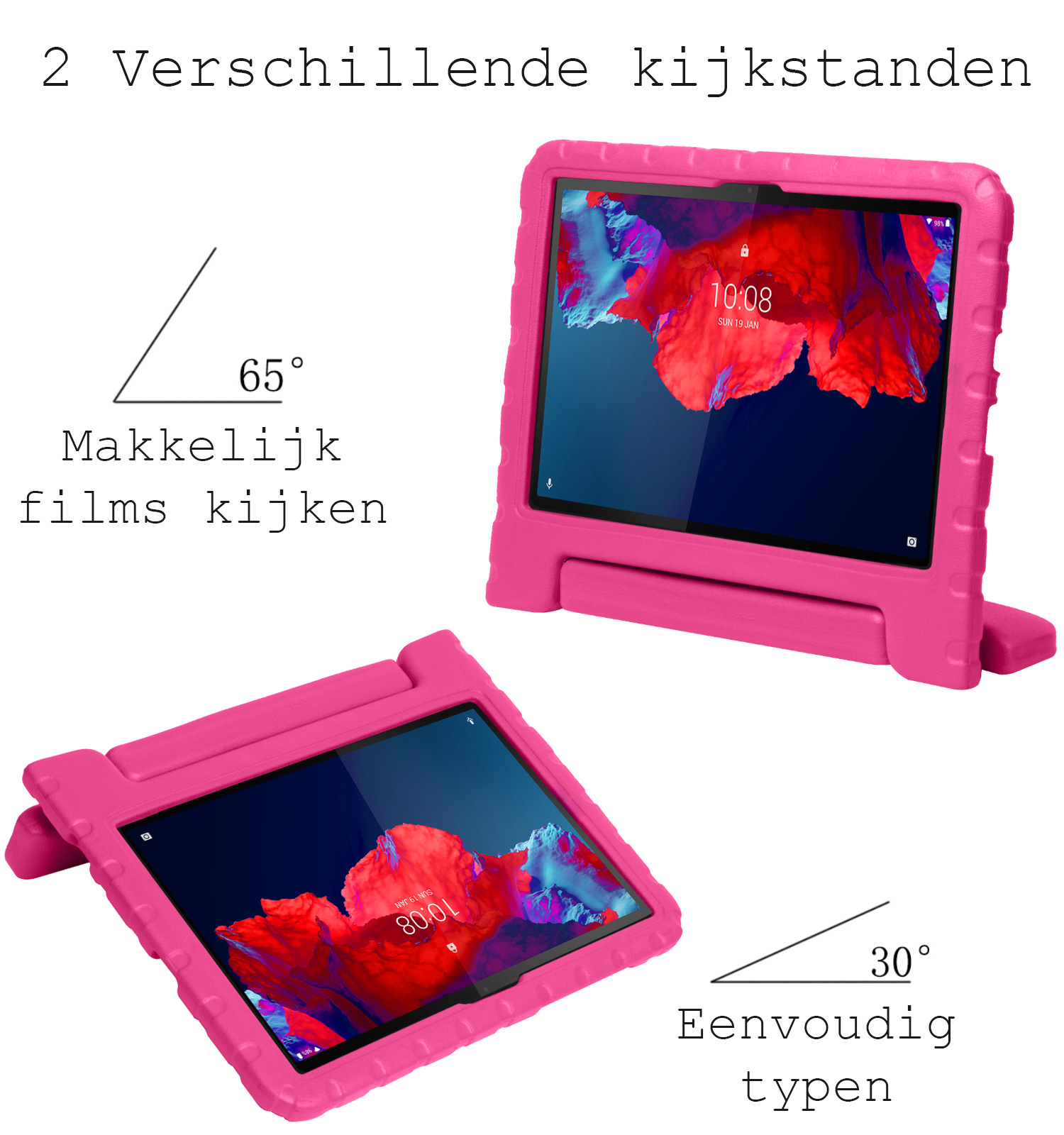 BASEY. Hoesje Geschikt voor Lenovo Tab P11 Hoesje Kinder Hoes Shockproof Kinderhoes Met Screenprotector - Kindvriendelijk Hoesje Geschikt voor Lenovo Tab P11 Hoes Kids Case - Roze