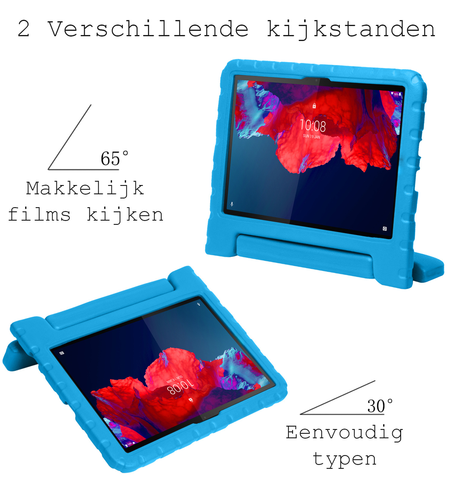 BASEY. Hoesje Geschikt voor Lenovo Tab P11 Hoesje Kinder Hoes Shockproof Kinderhoes Met 2x Screenprotector - Kindvriendelijk Hoesje Geschikt voor Lenovo Tab P11 Hoes Kids Case - Blauw