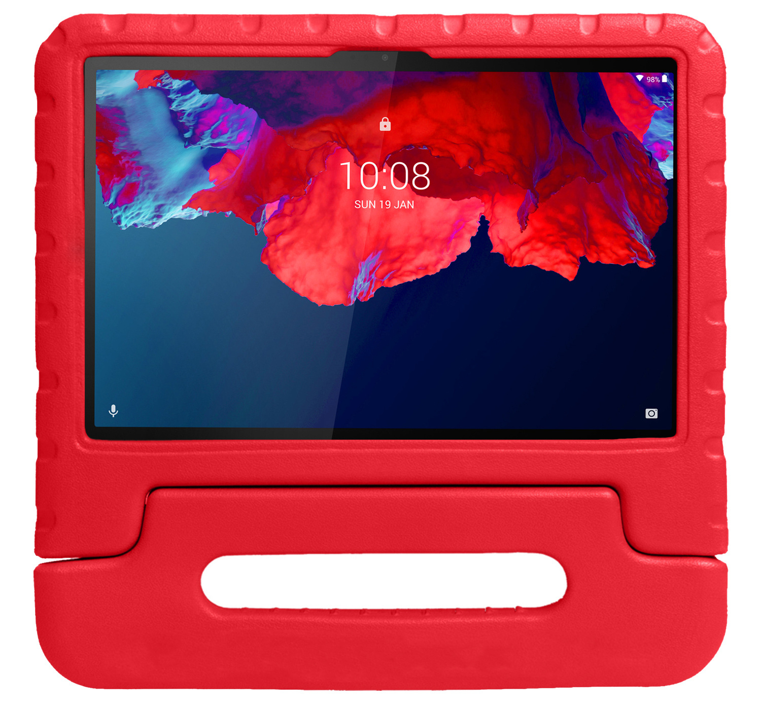 BASEY. Hoesje Geschikt voor Lenovo Tab P11 Hoesje Kinder Hoes Shockproof Kinderhoes Met 2x Screenprotector - Kindvriendelijk Hoesje Geschikt voor Lenovo Tab P11 Hoes Kids Case - Rood