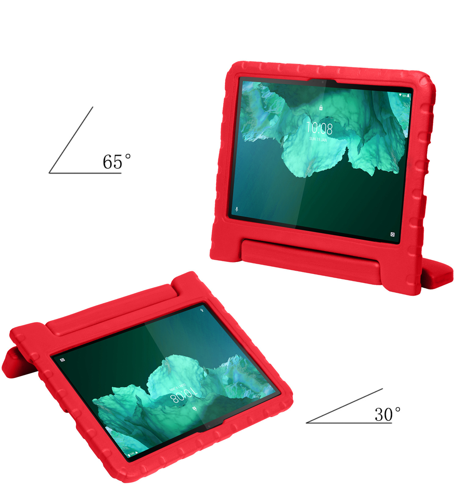 NoXx Hoesje Geschikt voor Lenovo Tab P11 Hoesje Kinderhoes Shockproof Hoes Kids Case Met Screenprotector - Rood