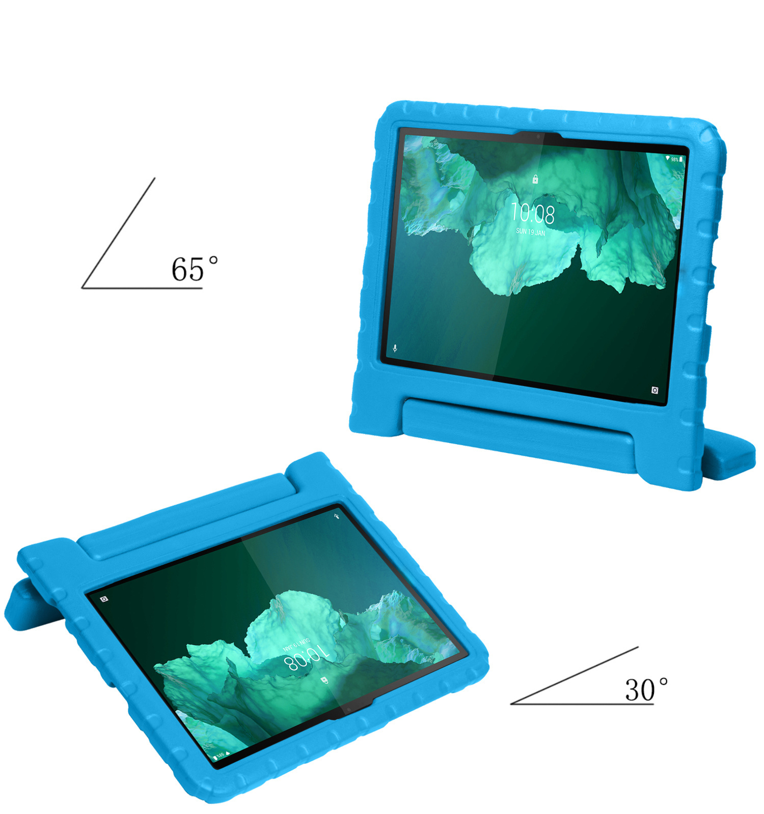 NoXx Hoesje Geschikt voor Lenovo Tab P11 Hoesje Kinderhoes Shockproof Hoes Kids Case Met 2x Screenprotector - Blauw