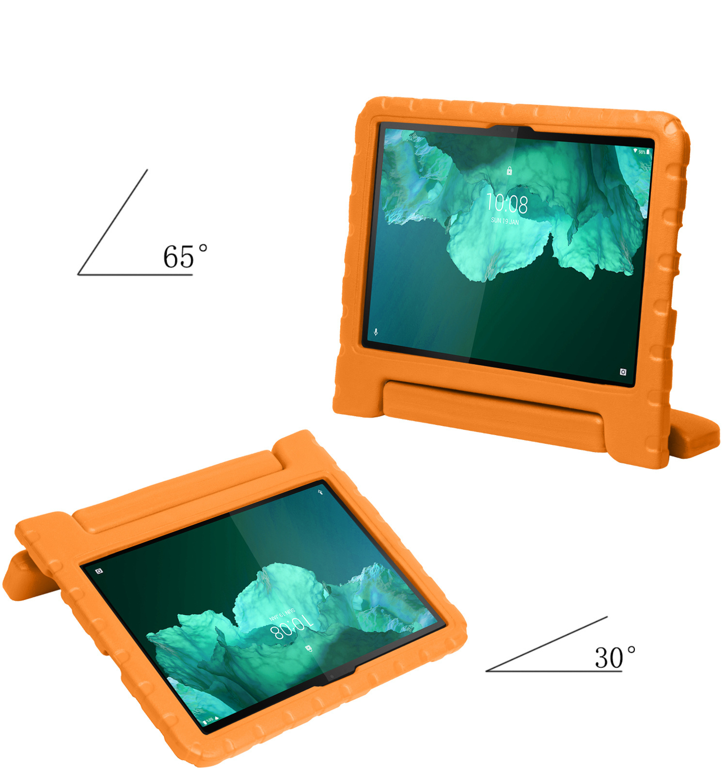 NoXx Hoesje Geschikt voor Lenovo Tab P11 Hoesje Kinderhoes Shockproof Hoes Kids Case Met 2x Screenprotector - Oranje