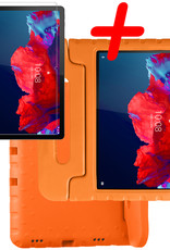 BASEY. Hoesje Geschikt voor Lenovo Tab P11 Hoesje Kinder Hoes Shockproof Kinderhoes Met Screenprotector - Kindvriendelijk Hoesje Geschikt voor Lenovo Tab P11 Hoes Kids Case - Oranje