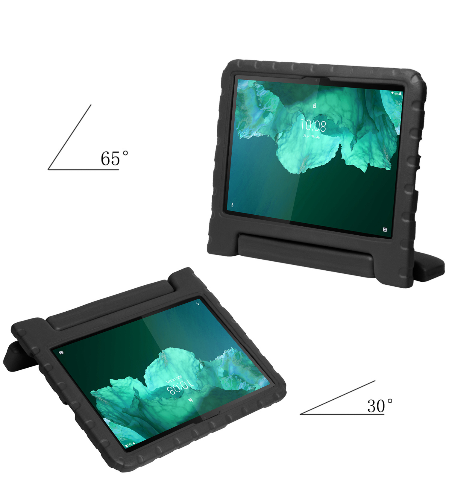 NoXx Hoesje Geschikt voor Lenovo Tab P11 Hoesje Kinderhoes Shockproof Hoes Kids Case Met 2x Screenprotector - Zwart