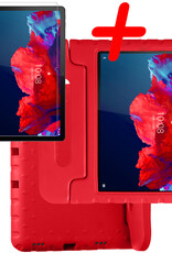 BASEY. Hoesje Geschikt voor Lenovo Tab P11 Hoesje Kinder Hoes Shockproof Kinderhoes Met Screenprotector - Kindvriendelijk Hoesje Geschikt voor Lenovo Tab P11 Hoes Kids Case - Rood