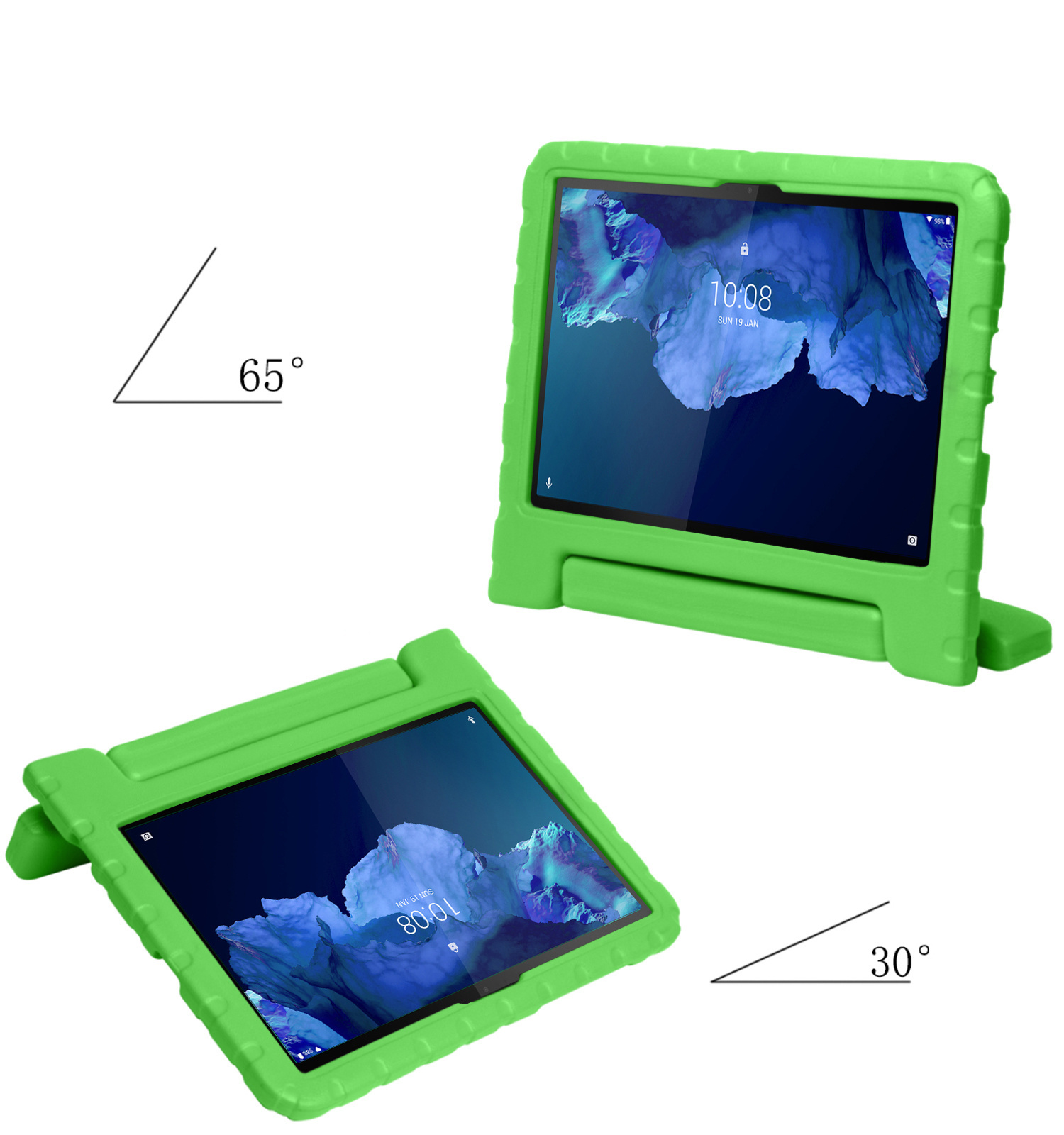 Nomfy Hoes Geschikt voor Lenovo Tab P11 Hoes Bumper Kindvriendelijk Kids Case Kinderhoes Met 2x Screenprotector - Hoesje Geschikt voor Lenovo Tab P11 Hoesje Shockproof Cover Hoes - Groen