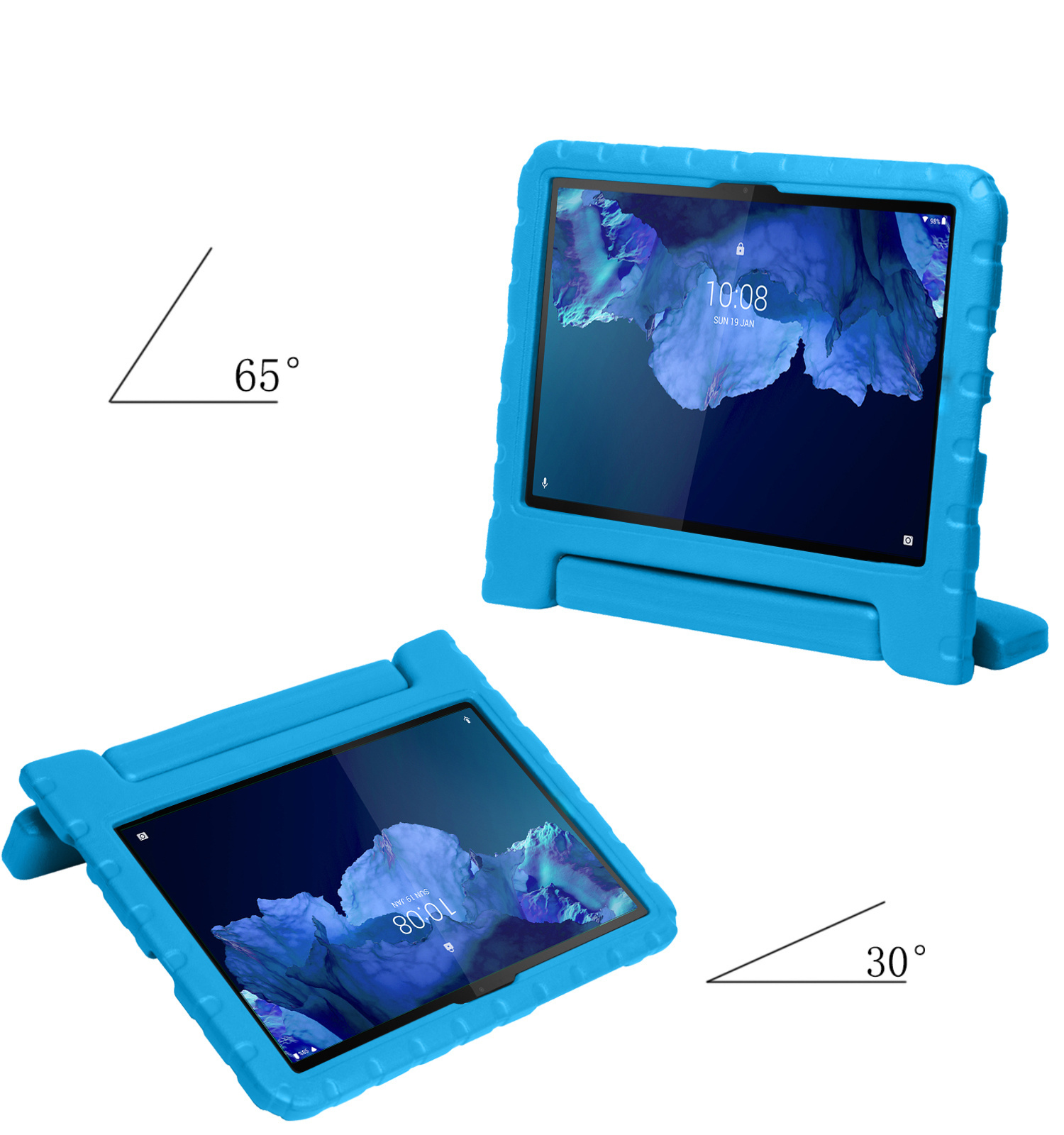 Nomfy Hoes Geschikt voor Lenovo Tab P11 Hoes Bumper Kindvriendelijk Kids Case Kinderhoes Met 2x Screenprotector - Hoesje Geschikt voor Lenovo Tab P11 Hoesje Shockproof Cover Hoes - Blauw