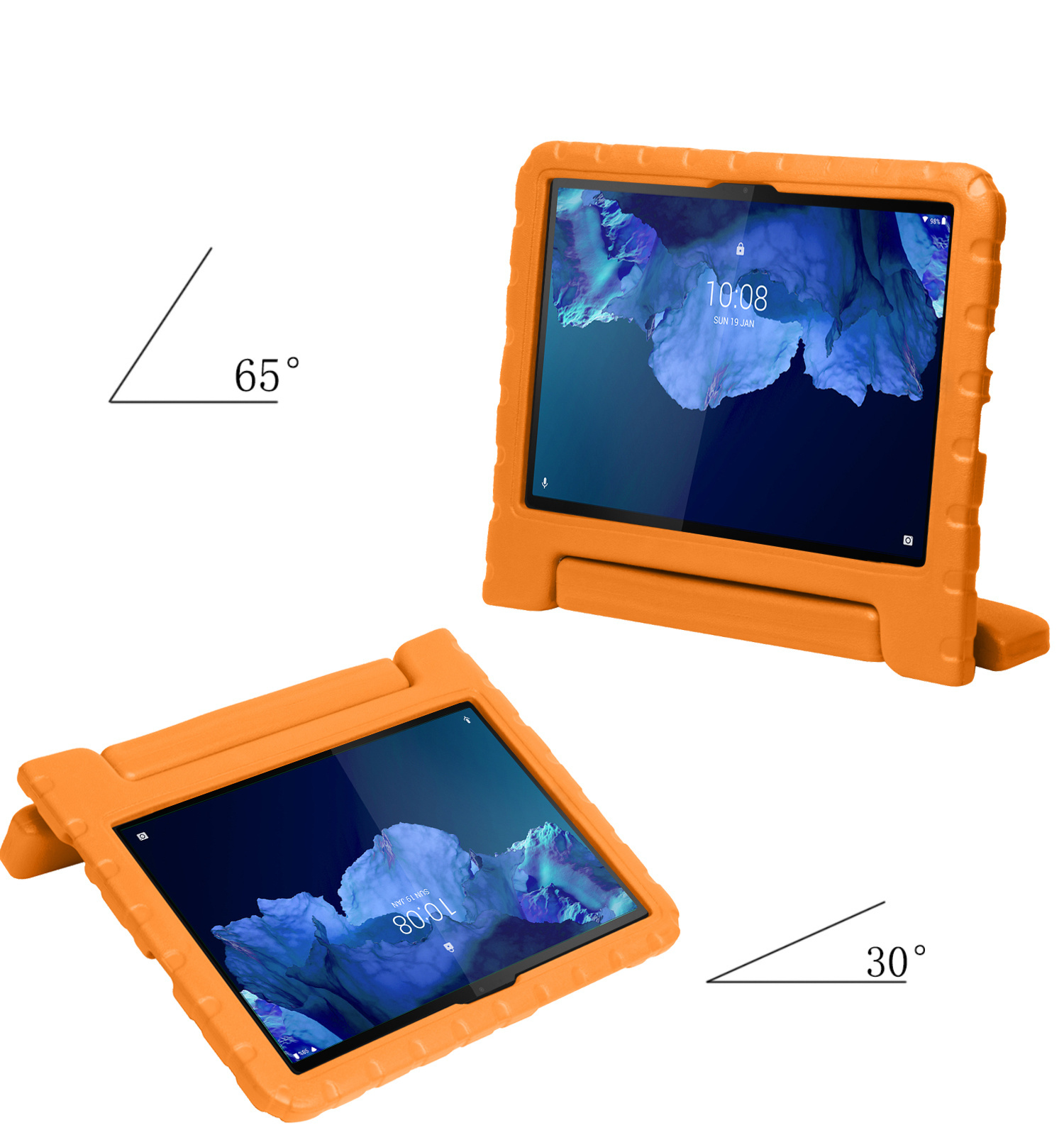 Nomfy Hoes Geschikt voor Lenovo Tab P11 Hoes Bumper Kindvriendelijk Kids Case Kinderhoes Met 2x Screenprotector - Hoesje Geschikt voor Lenovo Tab P11 Hoesje Shockproof Cover Hoes - Oranje