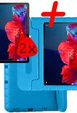 BASEY. Hoesje Geschikt voor Lenovo Tab P11 Hoesje Kinder Hoes Shockproof Kinderhoes Met 2x Screenprotector - Kindvriendelijk Hoesje Geschikt voor Lenovo Tab P11 Hoes Kids Case - Blauw
