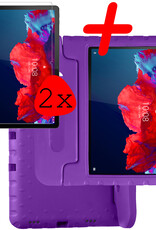 BASEY. Hoesje Geschikt voor Lenovo Tab P11 Hoesje Kinder Hoes Shockproof Kinderhoes Met 2x Screenprotector - Kindvriendelijk Hoesje Geschikt voor Lenovo Tab P11 Hoes Kids Case - Paars