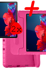 BASEY. Hoesje Geschikt voor Lenovo Tab P11 Hoesje Kinder Hoes Shockproof Kinderhoes Met 2x Screenprotector - Kindvriendelijk Hoesje Geschikt voor Lenovo Tab P11 Hoes Kids Case - Roze