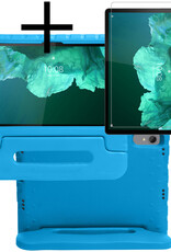 NoXx Hoesje Geschikt voor Lenovo Tab P11 Hoesje Kinderhoes Shockproof Hoes Kids Case Met Screenprotector - Blauw