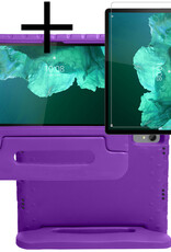 NoXx Hoesje Geschikt voor Lenovo Tab P11 Hoesje Kinderhoes Shockproof Hoes Kids Case Met Screenprotector - Paars