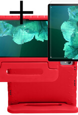 NoXx Hoesje Geschikt voor Lenovo Tab P11 Hoesje Kinderhoes Shockproof Hoes Kids Case Met Screenprotector - Rood