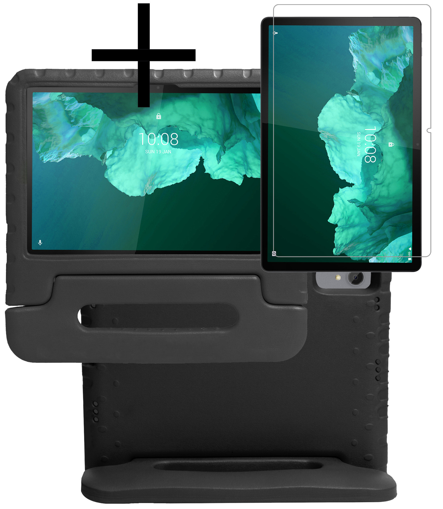 NoXx Hoesje Geschikt voor Lenovo Tab P11 Hoesje Kinderhoes Shockproof Hoes Kids Case Met Screenprotector - Zwart