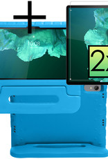 NoXx Hoesje Geschikt voor Lenovo Tab P11 Hoesje Kinderhoes Shockproof Hoes Kids Case Met 2x Screenprotector - Blauw