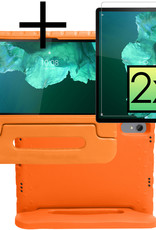 NoXx Hoesje Geschikt voor Lenovo Tab P11 Hoesje Kinderhoes Shockproof Hoes Kids Case Met 2x Screenprotector - Oranje
