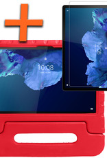 Nomfy Hoes Geschikt voor Lenovo Tab P11 Hoes Bumper Kindvriendelijk Kids Case Kinderhoes Met Screenprotector - Hoesje Geschikt voor Lenovo Tab P11 Hoesje Shockproof Cover Hoes - Rood