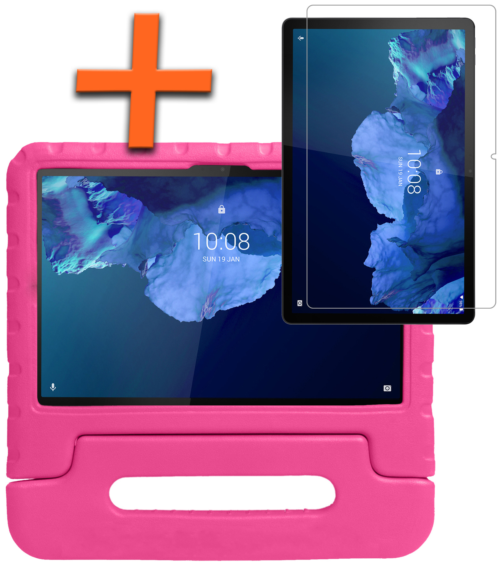 Nomfy Hoes Geschikt voor Lenovo Tab P11 Hoes Bumper Kindvriendelijk Kids Case Kinderhoes Met Screenprotector - Hoesje Geschikt voor Lenovo Tab P11 Hoesje Shockproof Cover Hoes - Roze