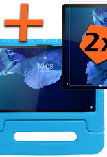 Nomfy Hoes Geschikt voor Lenovo Tab P11 Hoes Bumper Kindvriendelijk Kids Case Kinderhoes Met 2x Screenprotector - Hoesje Geschikt voor Lenovo Tab P11 Hoesje Shockproof Cover Hoes - Blauw