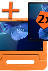 Nomfy Hoes Geschikt voor Lenovo Tab P11 Hoes Bumper Kindvriendelijk Kids Case Kinderhoes Met 2x Screenprotector - Hoesje Geschikt voor Lenovo Tab P11 Hoesje Shockproof Cover Hoes - Oranje