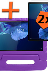 Nomfy Hoes Geschikt voor Lenovo Tab P11 Hoes Bumper Kindvriendelijk Kids Case Kinderhoes Met 2x Screenprotector - Hoesje Geschikt voor Lenovo Tab P11 Hoesje Shockproof Cover Hoes - Paars