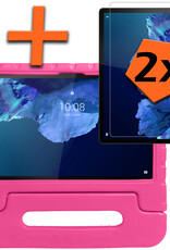 Nomfy Hoes Geschikt voor Lenovo Tab P11 Hoes Bumper Kindvriendelijk Kids Case Kinderhoes Met 2x Screenprotector - Hoesje Geschikt voor Lenovo Tab P11 Hoesje Shockproof Cover Hoes - Roze