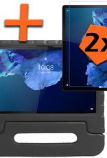 Nomfy Hoes Geschikt voor Lenovo Tab P11 Hoes Bumper Kindvriendelijk Kids Case Kinderhoes Met 2x Screenprotector - Hoesje Geschikt voor Lenovo Tab P11 Hoesje Shockproof Cover Hoes - Zwart