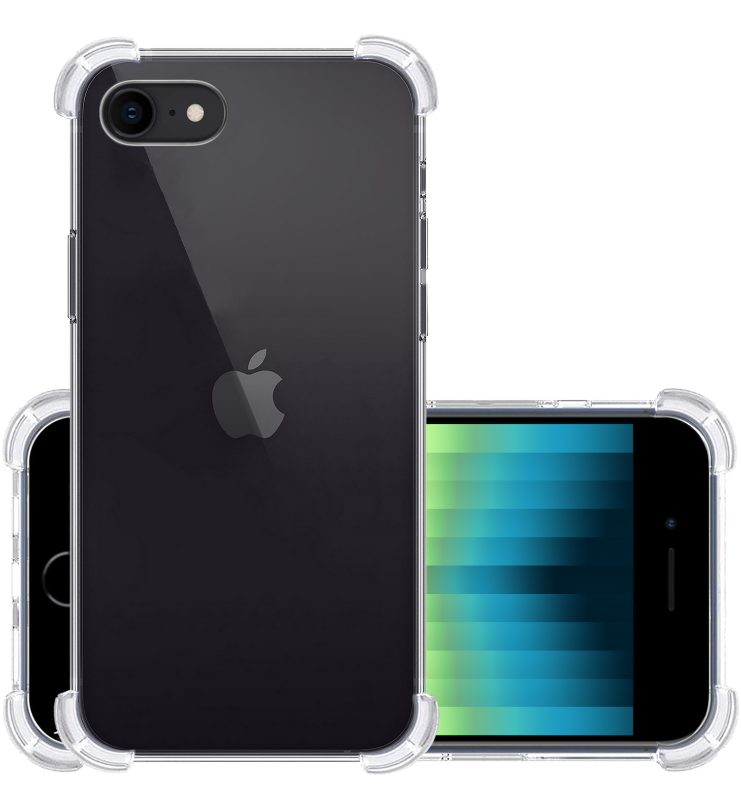 NoXx Hoes Geschikt voor iPhone SE 2022 Hoesje Siliconen Cover Shock Proof Back Case Shockproof Hoes - Transparant