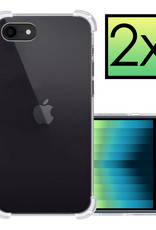 NoXx Hoes Geschikt voor iPhone SE 2022 Hoesje Siliconen Cover Shock Proof Back Case Shockproof Hoes - Transparant - 2x