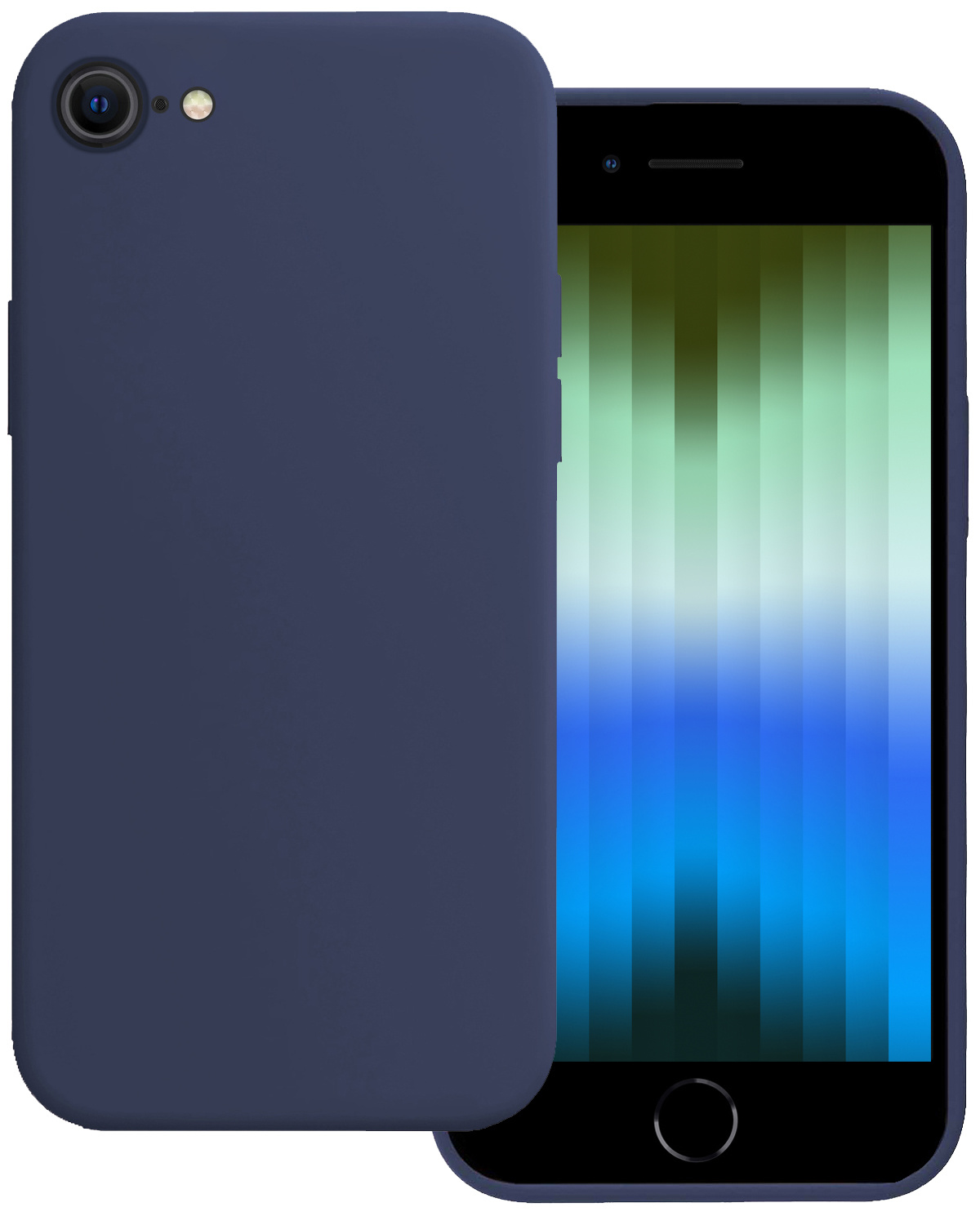 BASEY. Hoes Geschikt voor iPhone SE 2022 Hoesje Siliconen Back Cover Case - Hoesje Geschikt voor iPhone SE (2022) Hoes Cover Hoesje - Donkerblauw