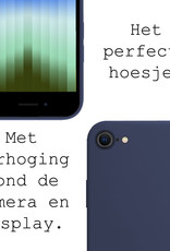 BASEY. Hoes Geschikt voor iPhone SE 2022 Hoesje Siliconen Back Cover Case - Hoesje Geschikt voor iPhone SE (2022) Hoes Cover Hoesje - Donkerblauw