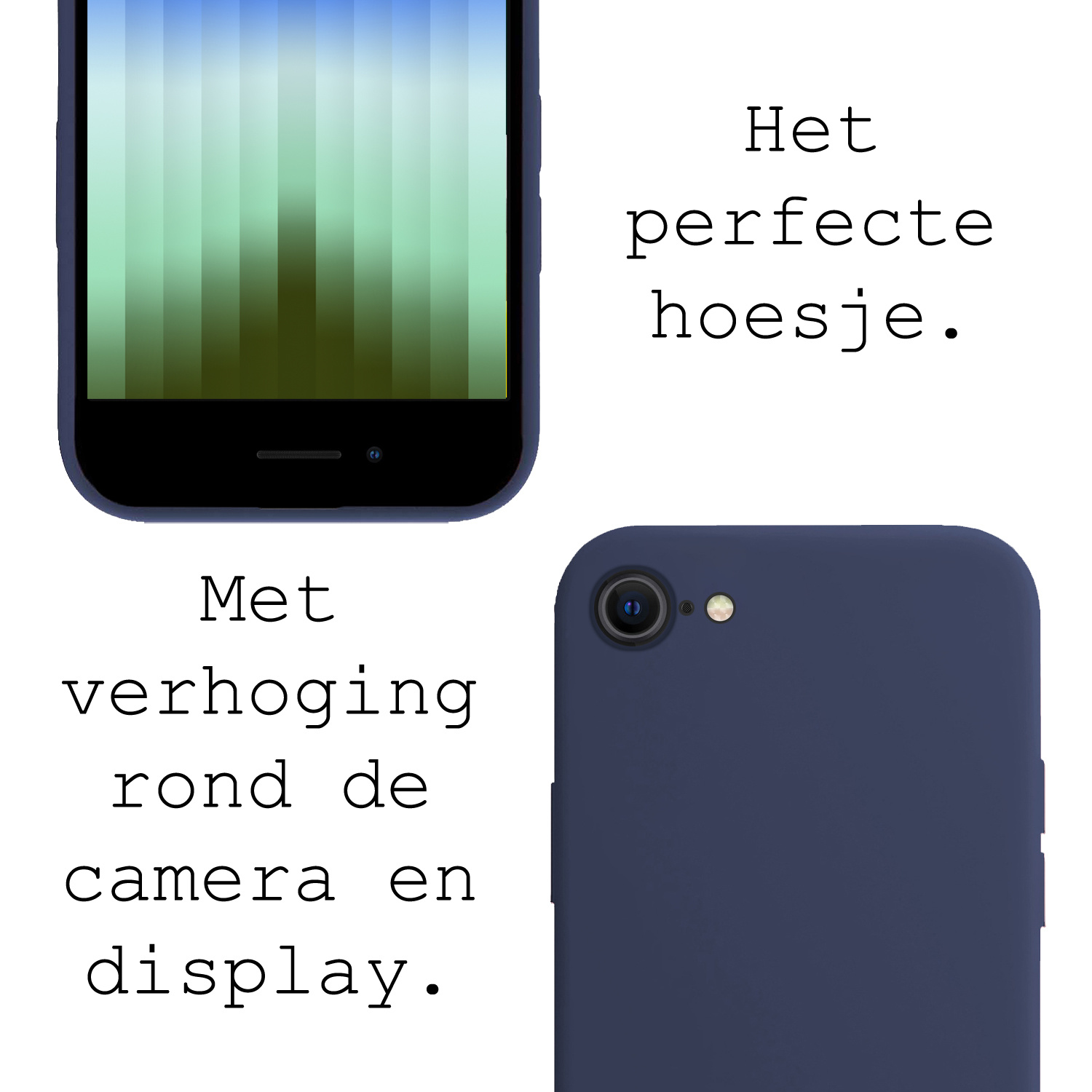 BASEY. Hoes Geschikt voor iPhone SE 2022 Hoesje Siliconen Back Cover Case - Hoesje Geschikt voor iPhone SE (2022) Hoes Cover Hoesje - Donkerblauw