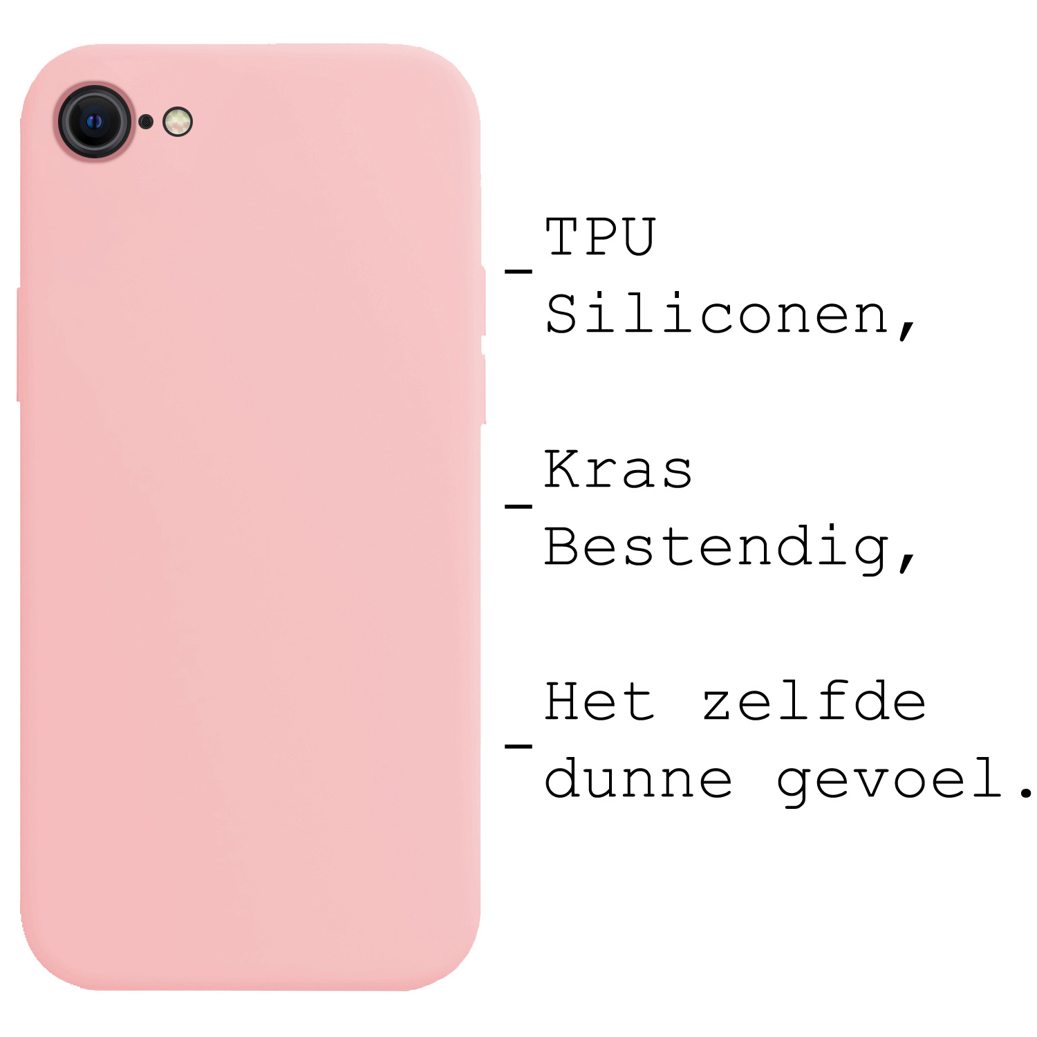 BASEY. Hoes Geschikt voor iPhone SE 2022 Hoesje Siliconen Back Cover Case - Hoesje Geschikt voor iPhone SE (2022) Hoes Cover Hoesje - Lichtroze