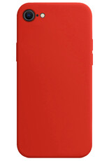 BASEY. Hoes Geschikt voor iPhone SE 2022 Hoesje Siliconen Back Cover Case - Hoesje Geschikt voor iPhone SE (2022) Hoes Cover Hoesje - Rood
