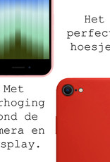 BASEY. Hoes Geschikt voor iPhone SE 2022 Hoesje Siliconen Back Cover Case - Hoesje Geschikt voor iPhone SE (2022) Hoes Cover Hoesje - Rood