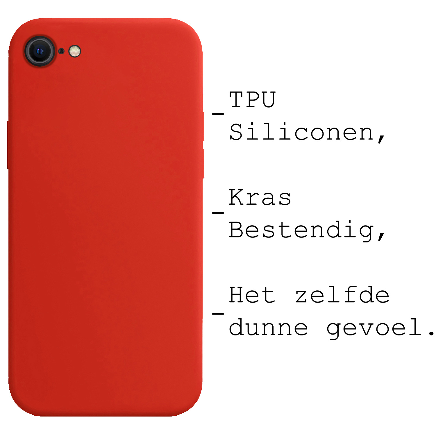 BASEY. Hoes Geschikt voor iPhone SE 2022 Hoesje Siliconen Back Cover Case - Hoesje Geschikt voor iPhone SE (2022) Hoes Cover Hoesje - Rood