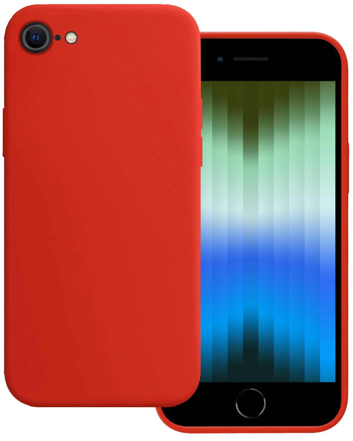 BASEY. Hoes Geschikt voor iPhone SE 2022 Hoesje Siliconen Back Cover Case - Hoesje Geschikt voor iPhone SE (2022) Hoes Cover Hoesje - Rood