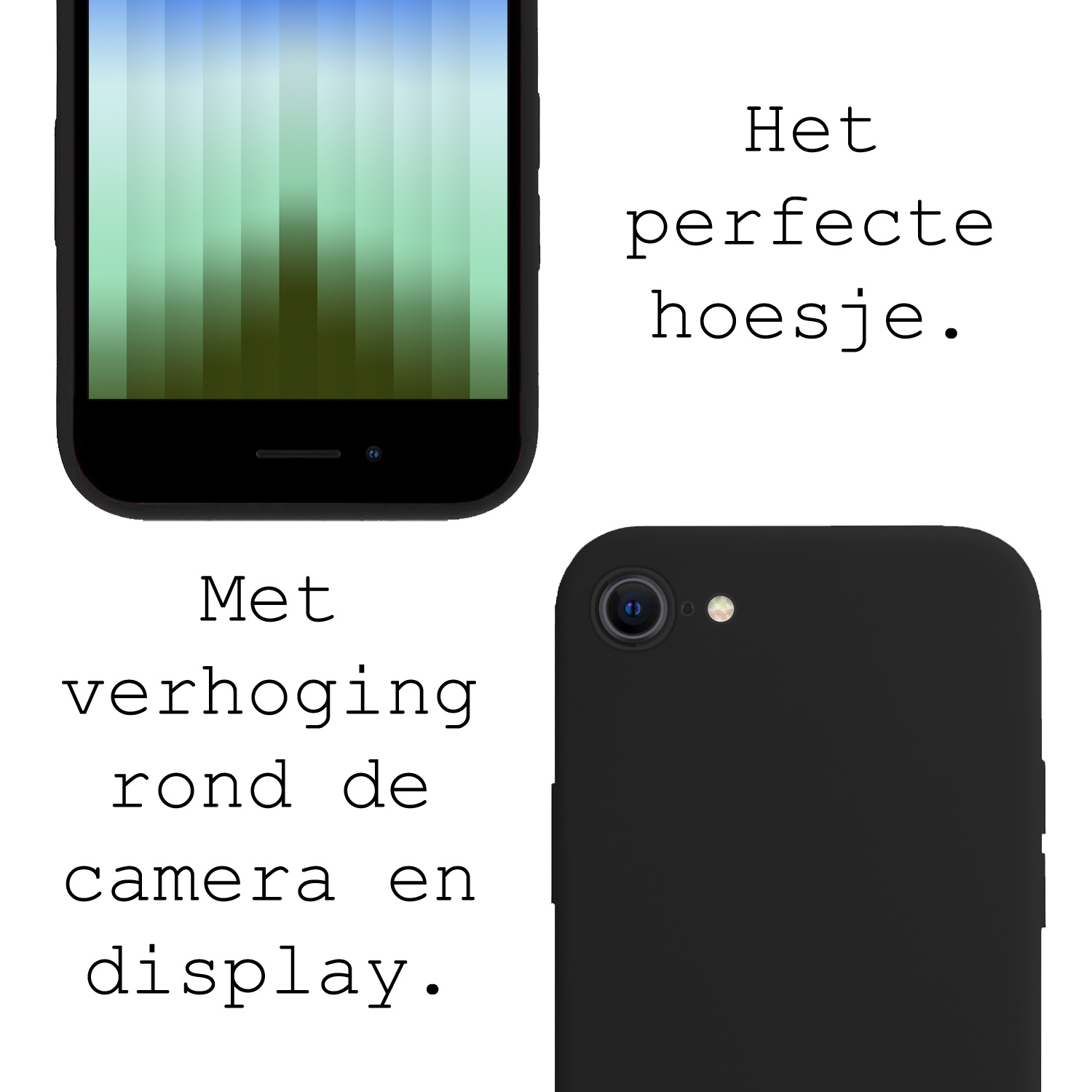 BASEY. Hoes Geschikt voor iPhone SE 2022 Hoesje Siliconen Back Cover Case - Hoesje Geschikt voor iPhone SE (2022) Hoes Cover Hoesje - Zwart