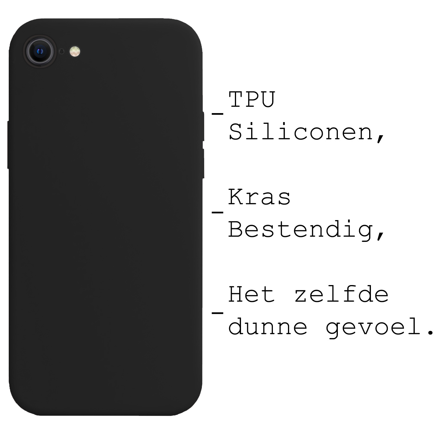 BASEY. Hoes Geschikt voor iPhone SE 2022 Hoesje Siliconen Back Cover Case - Hoesje Geschikt voor iPhone SE (2022) Hoes Cover Hoesje - Zwart