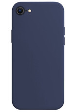 BASEY. Hoes Geschikt voor iPhone SE 2022 Hoesje Siliconen Back Cover Case - Hoesje Geschikt voor iPhone SE (2022) Hoes Cover Hoesje - Donkerblauw - 2 Stuks