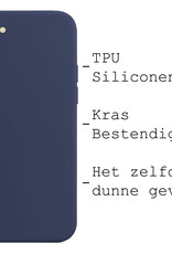 BASEY. Hoes Geschikt voor iPhone SE 2022 Hoesje Siliconen Back Cover Case - Hoesje Geschikt voor iPhone SE (2022) Hoes Cover Hoesje - Donkerblauw - 2 Stuks