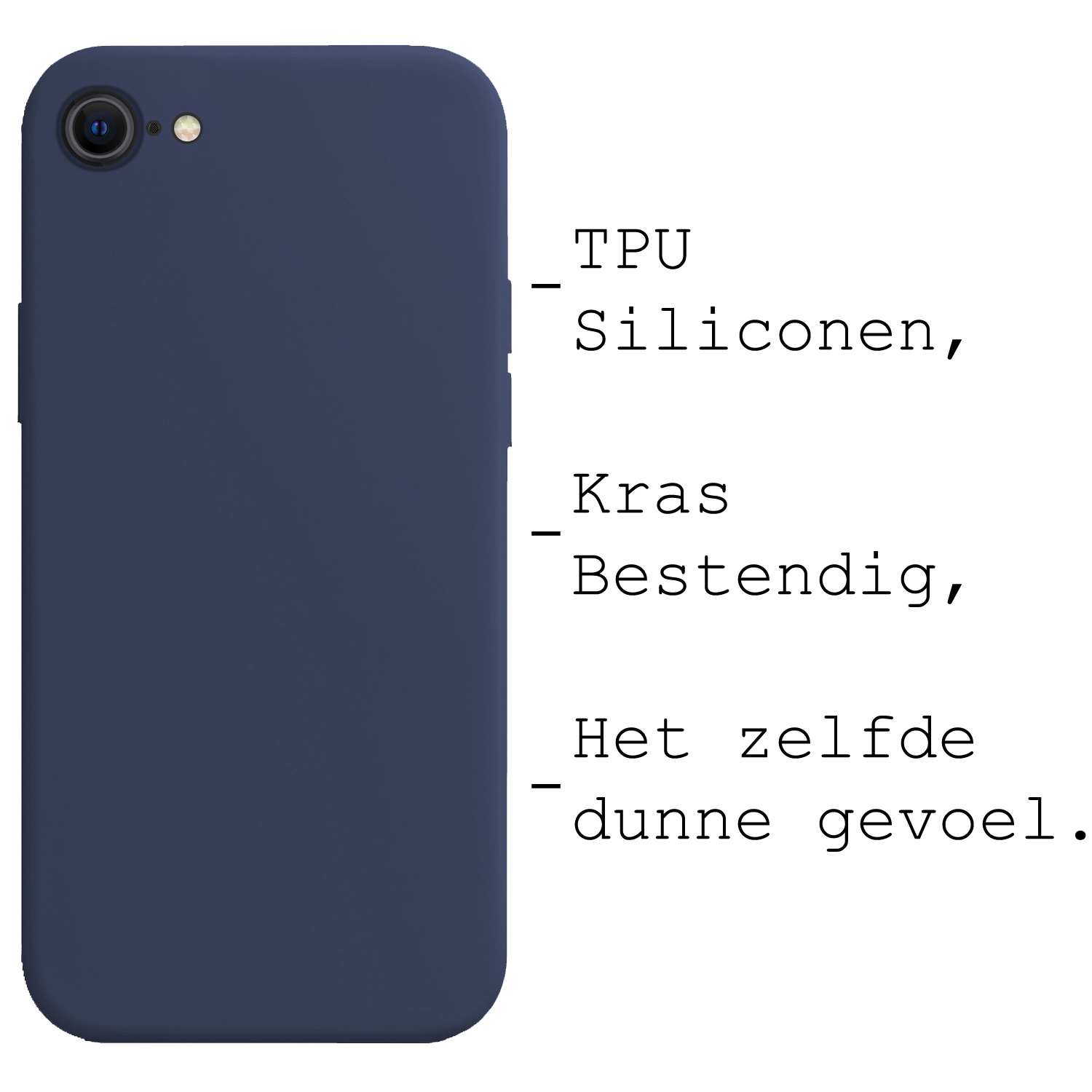 BASEY. Hoes Geschikt voor iPhone SE 2022 Hoesje Siliconen Back Cover Case - Hoesje Geschikt voor iPhone SE (2022) Hoes Cover Hoesje - Donkerblauw - 2 Stuks