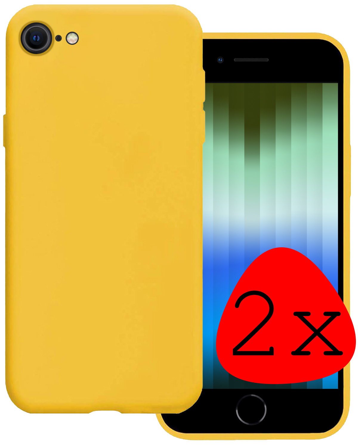 BASEY. Hoes Geschikt voor iPhone SE 2022 Hoesje Siliconen Back Cover Case - Hoesje Geschikt voor iPhone SE (2022) Hoes Cover Hoesje - Geel - 2 Stuks