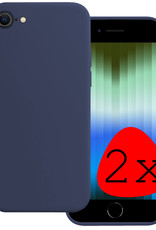 BASEY. Hoes Geschikt voor iPhone SE 2022 Hoesje Siliconen Back Cover Case - Hoesje Geschikt voor iPhone SE (2022) Hoes Cover Hoesje - Donkerblauw - 2 Stuks