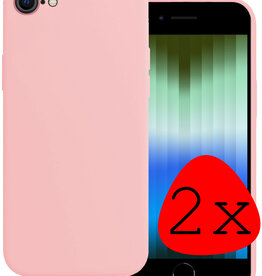 BASEY. BASEY. iPhone SE 2022 Hoesje Siliconen - Lichtroze - 2 PACK