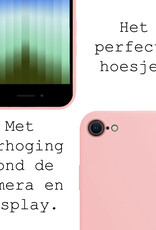 BASEY. Hoes Geschikt voor iPhone SE 2022 Hoesje Siliconen Back Cover Case - Hoesje Geschikt voor iPhone SE (2022) Hoes Cover Hoesje - Lichtroze - 2 Stuks